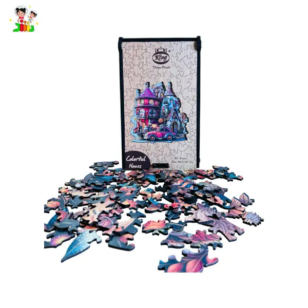 پازل چوبی طرح خانه رنگارنگ سایز A4