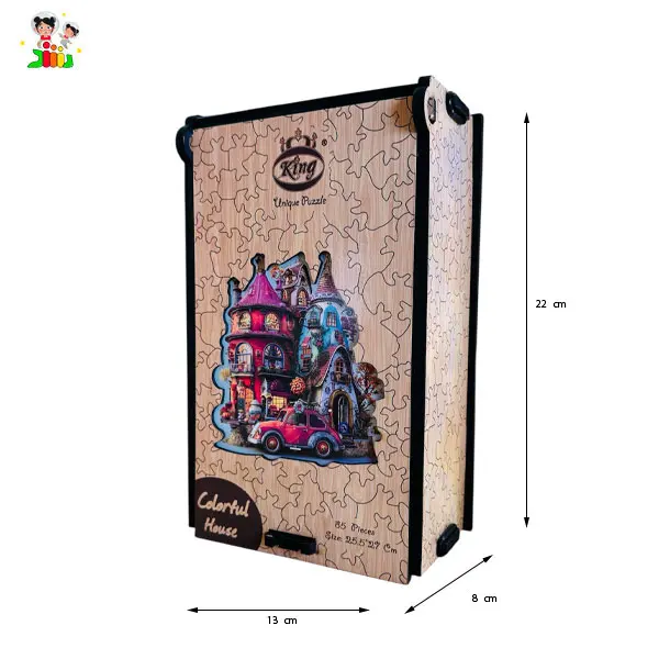 پازل چوبی طرح خانه رنگارنگ سایز A4