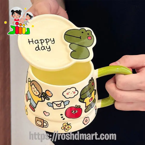 ماگ سرامیکی فانتزی درب دار طرح خرس کد 448
