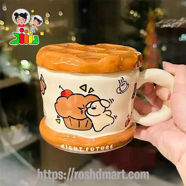 ماگ سرامیکی فانتزی درب دار طرح دونات کد 4210