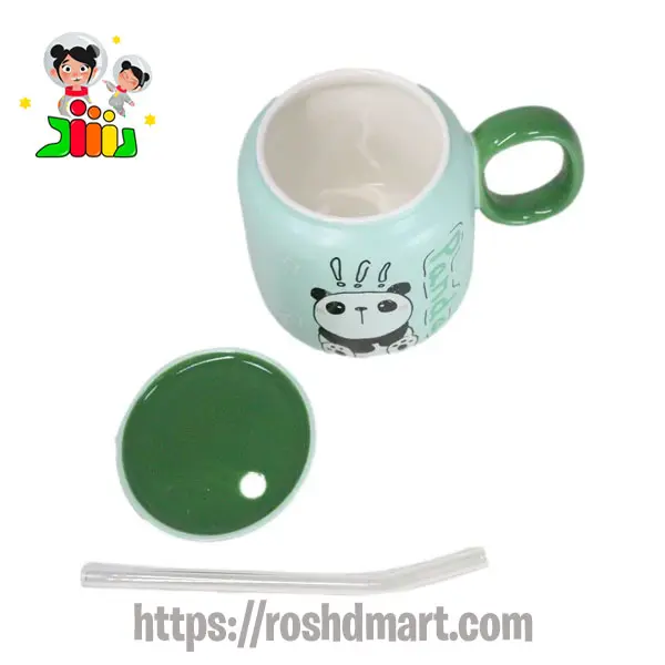 ماگ سرامیکی فانتزی درب دار مدل پاندا 4308
