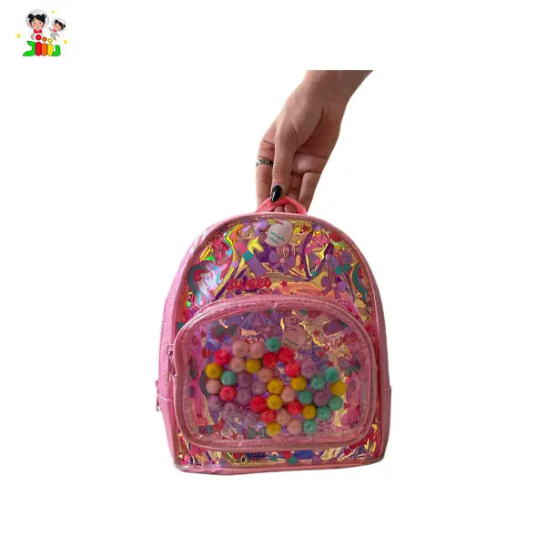 کیف کوله هولوگرامی پوم پوم دار 9080G3