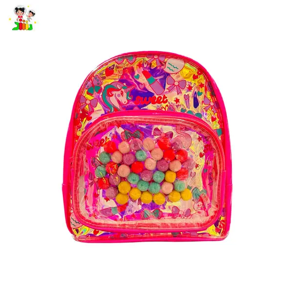 کیف کوله هولوگرامی پوم پوم دار 9080G3