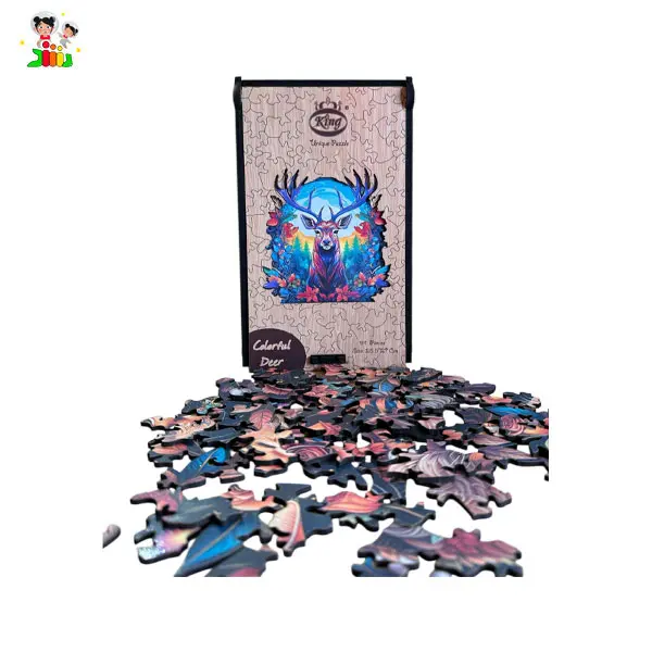 پازل چوبی طرح گوزن رنگارنگ سایز A4